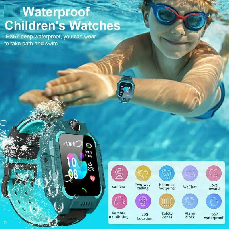 Bemi K2 Water Resist IP67 Sim GPS Tracking Kids Watch with Voice Call & Chat Camera Purple