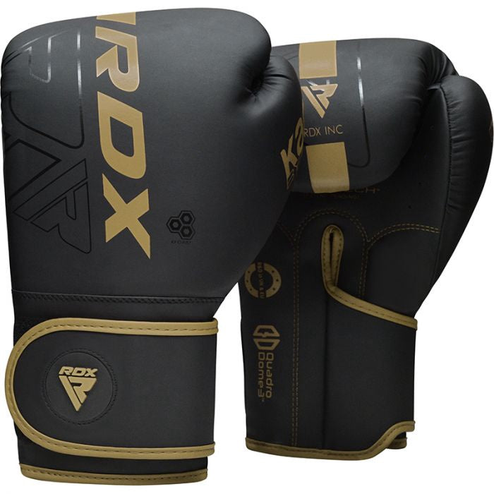 Boxing gloves RDX F6 Matte BGR-F6MGL-12OZ, gold/black, 12 oz