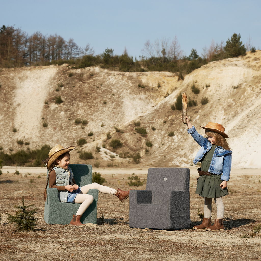 KlipKlap KK Kids Chair XL, Brown bouclé w. sand