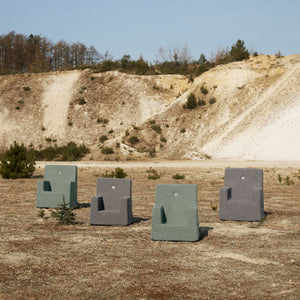 KlipKlap KK Kids Chair XL, Dusty green bouclé w. light green