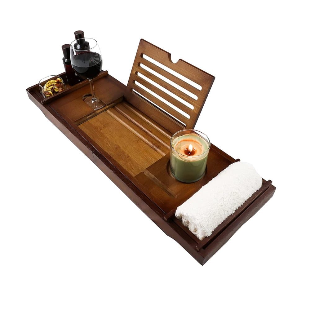 Badrumsställ i bambu, 75-110x23cm