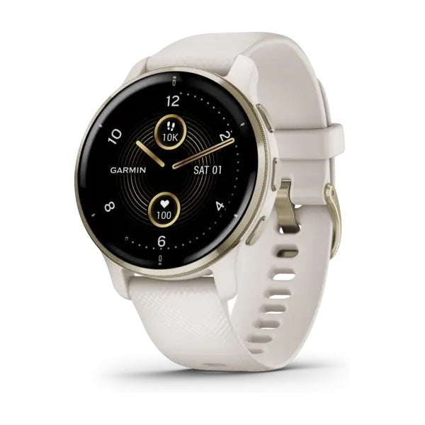 Garmin Venu 2 Plus White with cream gold band