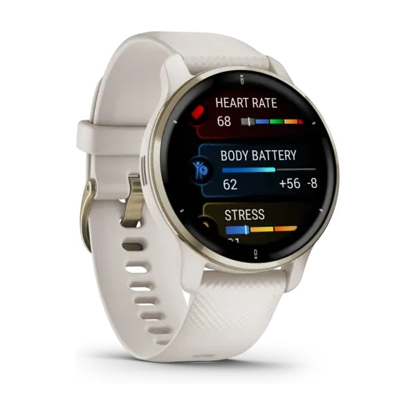 Garmin Venu 2 Plus White with cream gold band