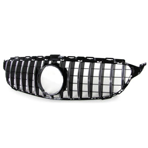 Car Grille for Mercedes C-Class W205 S205 13-18, Gloss Black/Chrome