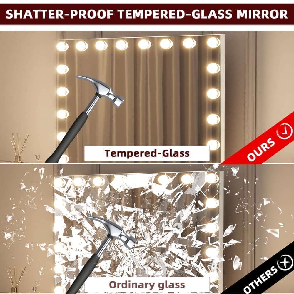 Fenchilin Large Hollywood Makeup Mirror with Light, USB Countertop & Wall Mount, White 80 x 58 cm