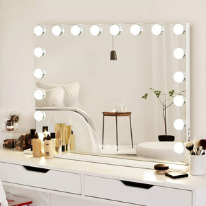 Fenchilin Large Hollywood Makeup Mirror with Light, USB Countertop & Wall Mount, White 80 x 58 cm
