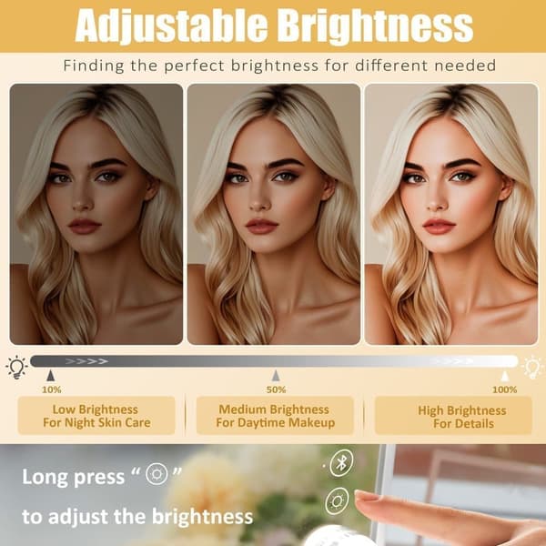 Fenchilin Hollywood Makeup Mirror with Lights, Bluetooth, Wireless Charging, White, 30 x 41 cm