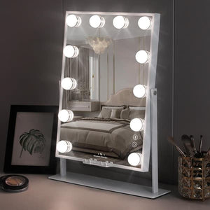 Fenchilin Hollywood Makeup Mirror with Lights, Bluetooth, Wireless Charging, White, 30 x 41 cm