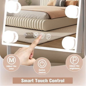 Fenchilin Hollywood Makeup Mirror with Lights, 360° Rotatable Tabletop, 25 x 30cm