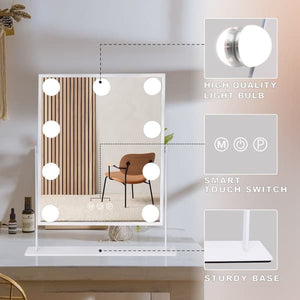 Fenchilin Hollywood Makeup Mirror with Lights, 360° Rotatable Tabletop, 25 x 30cm