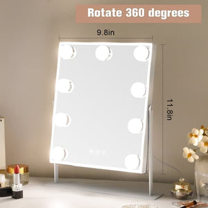Fenchilin Hollywood Makeup Mirror with Lights, 360° Rotatable Tabletop, 25 x 30cm