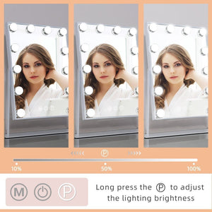 Fenchilin Hollywood Makeup Mirror with Light, Magnification, 360° Swivel, Table Top, White, 30 x 41 cm