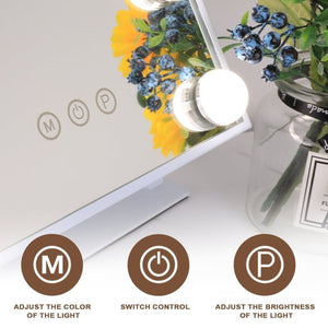 Fenchilin Hollywood Makeup Mirror with Light, Magnification, 360° Swivel, Table Top, White, 30 x 41 cm