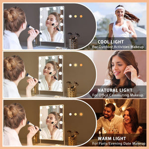 Fenchilin Hollywood Makeup Mirror with Light, Magnification, 360° Swivel, Table Top, White, 30 x 41 cm