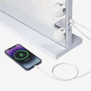 Fenchilin Large Hollywood Makeup Mirror with Lamps, Bluetooth Table Top, Wall Mount, White 80 x 58 cm