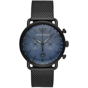 Emporio Armani AR11201 Stainless Steel Chronograph Watch, Black / Blue