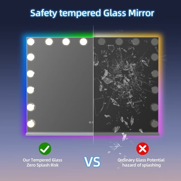 Fenchiliin Hollywood Makeup Mirror with Lights, White 80 x 58cm