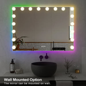Fenchiliin Hollywood Makeup Mirror with Lights, White 80 x 58cm