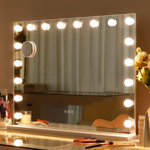 Fenchiliin Hollywood Makeup Mirror with Lights, White 80 x 58cm