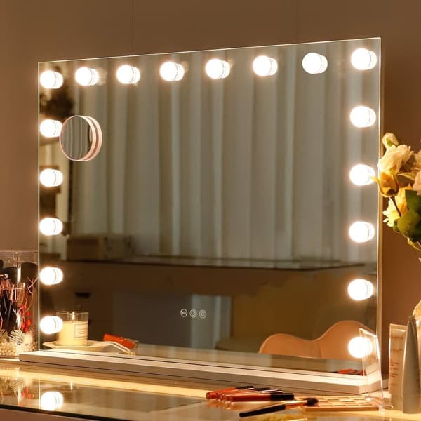 Fenchiliin Hollywood Makeup Mirror with Lights, White 80 x 58cm