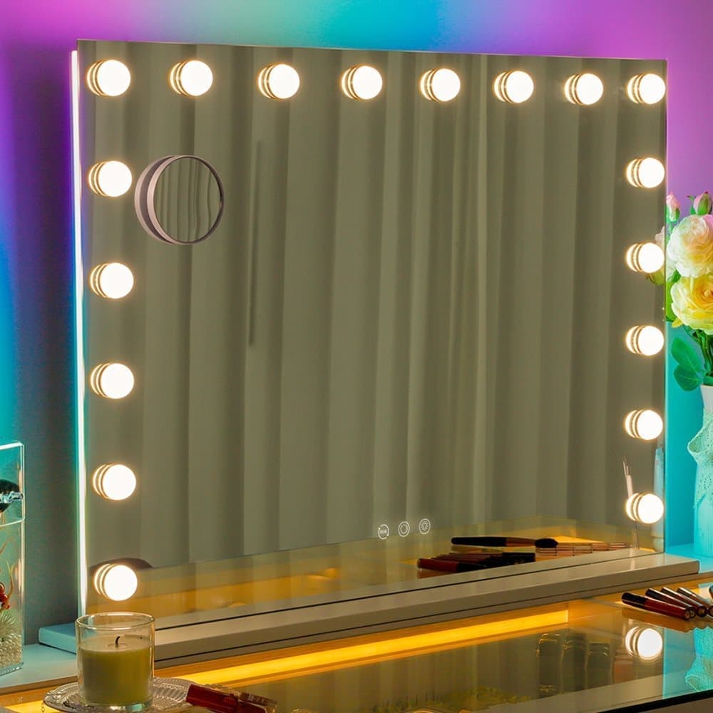 Fenchiliin Hollywood Makeup Mirror with Lights, White 80 x 58cm