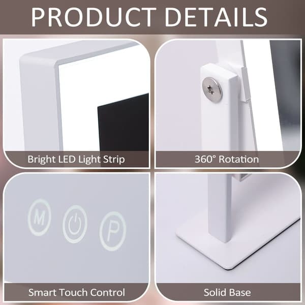 Fenchilin Hollywood makeup mirror with lighting and touch function, 360° rotatable tabletop, 25 × 30cm