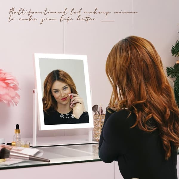 Fenchilin Hollywood makeup mirror with lighting and touch function, 360° rotatable tabletop, 25 × 30cm