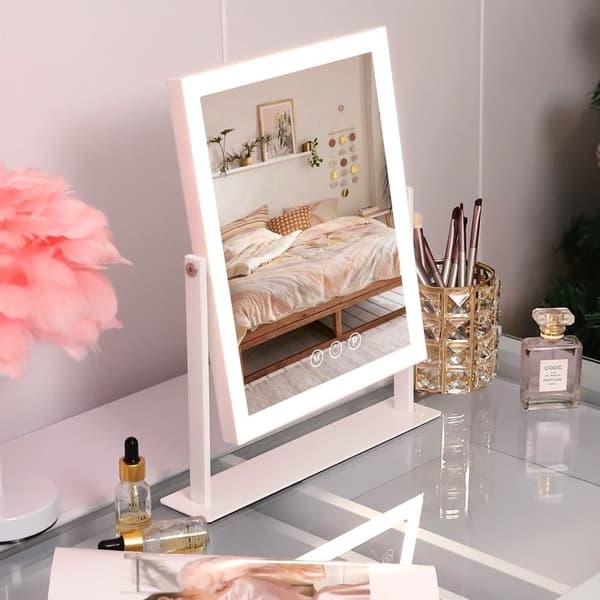 Fenchilin Hollywood makeup mirror with lighting and touch function, 360° rotatable tabletop, 25 × 30cm