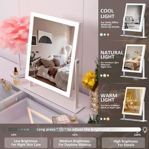 Fenchilin Hollywood makeup mirror with lighting and touch function, 360° rotatable tabletop, 25 × 30cm