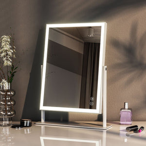 Fenchilin Hollywood makeup mirror with lighting, Bluetooth, 360° rotatable tabletop mirror, white, 30 × 41cm
