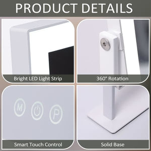 Fenchilin Hollywood Makeup Mirror with Lighting, 360° Rotatable, 30 × 41cm, White