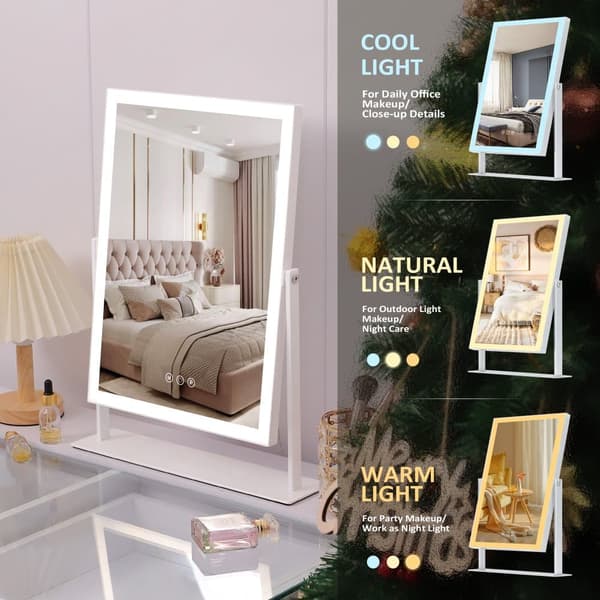 Fenchilin Hollywood Makeup Mirror with Lighting, 360° Rotatable, 30 × 41cm, White