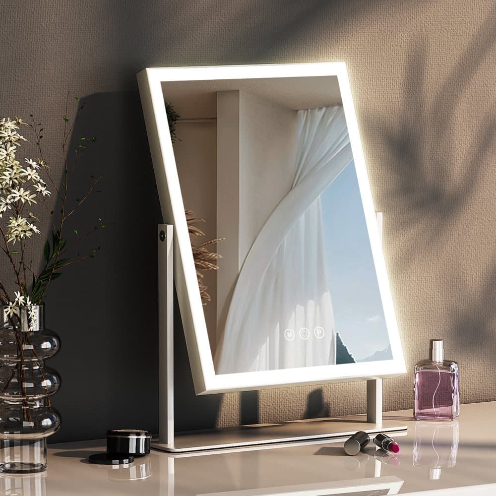 Fenchilin Hollywood Makeup Mirror with Lighting, 360° Rotatable, 30 × 41cm, White