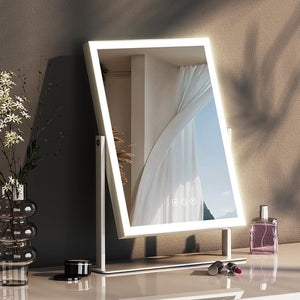 Fenchilin Hollywood Makeup Mirror with Lighting, 360° Rotatable, 30 × 41cm, White