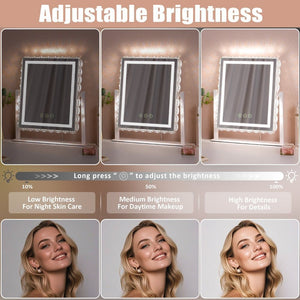 Fenchilin Hollywood Makeup Mirror with Lights and Sparkling Crystal Embellishment, White 25 x 30cm