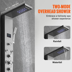 Shower Panel Tower System, 6 Modes, Hydropower, LED, Stainless Steel
