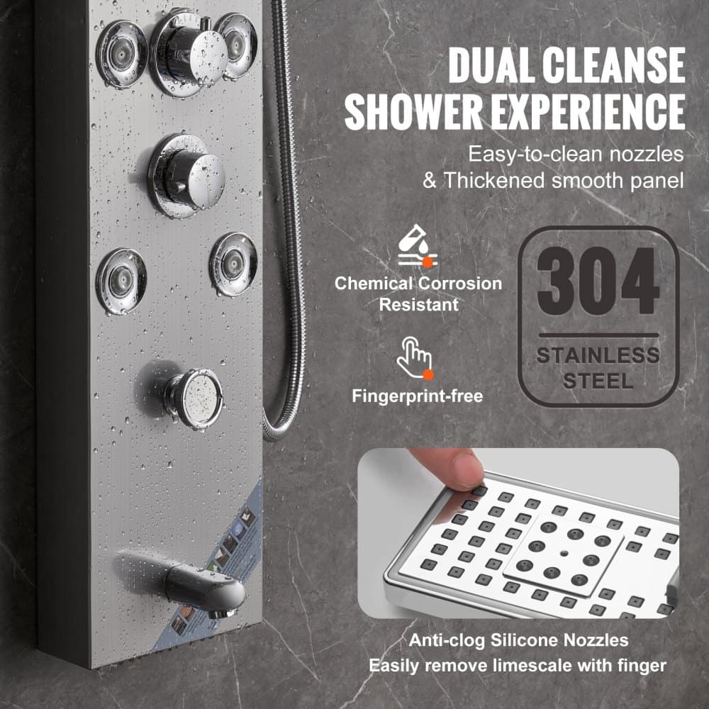 Shower Panel Tower System, 6 Modes, Hydropower, LED, Stainless Steel