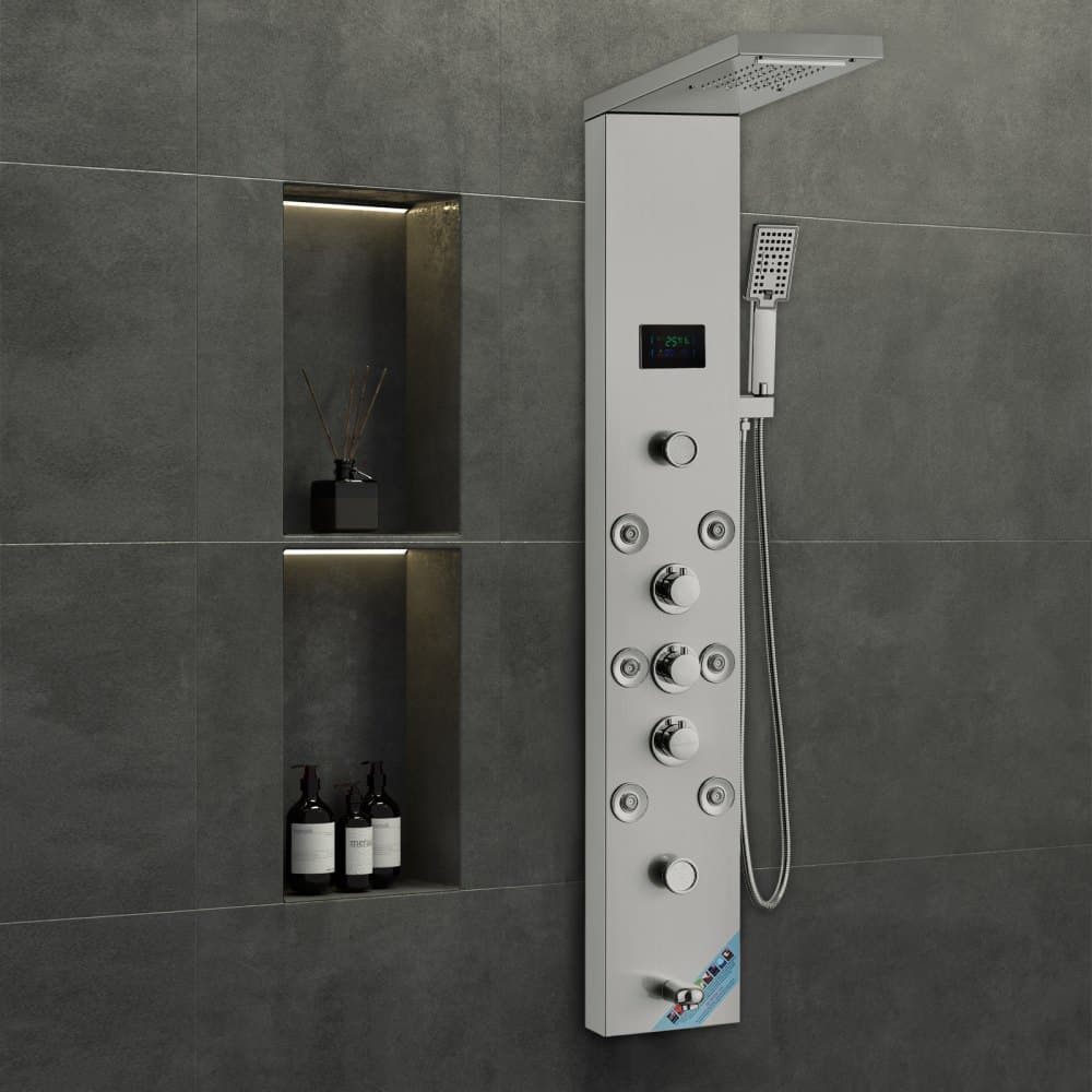 Shower Panel Tower System, 6 Modes, Hydropower, LED, Stainless Steel