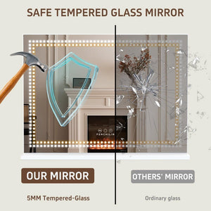 Fenchilin Large Mirror Hollywood Makeup Mirror with Lighting, USB, Countertop and Wall Mount, 80 x 58 cm