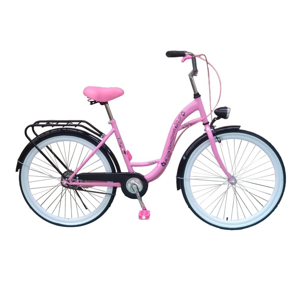 Viking Choice 26-inch Girls' City Bike Single Speed, Pink