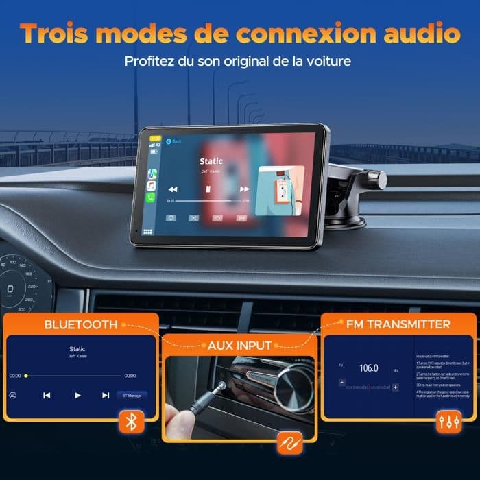 Campark 9'' Wireless Carplay Car Radio with Apple CarPlay and Android Auto