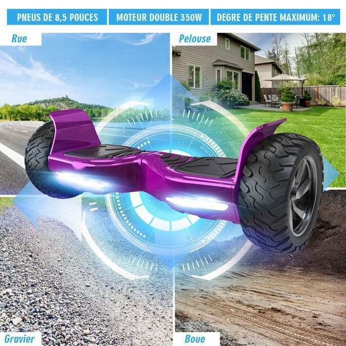 RCB Hummer 8.5 All Terrain Hoverboard, Chrome Purple