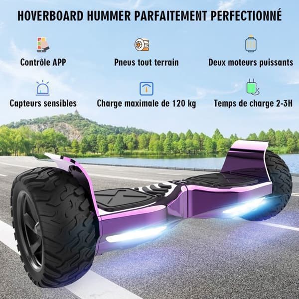 RCB Hummer 8.5 All Terrain Hoverboard, Chrome Purple