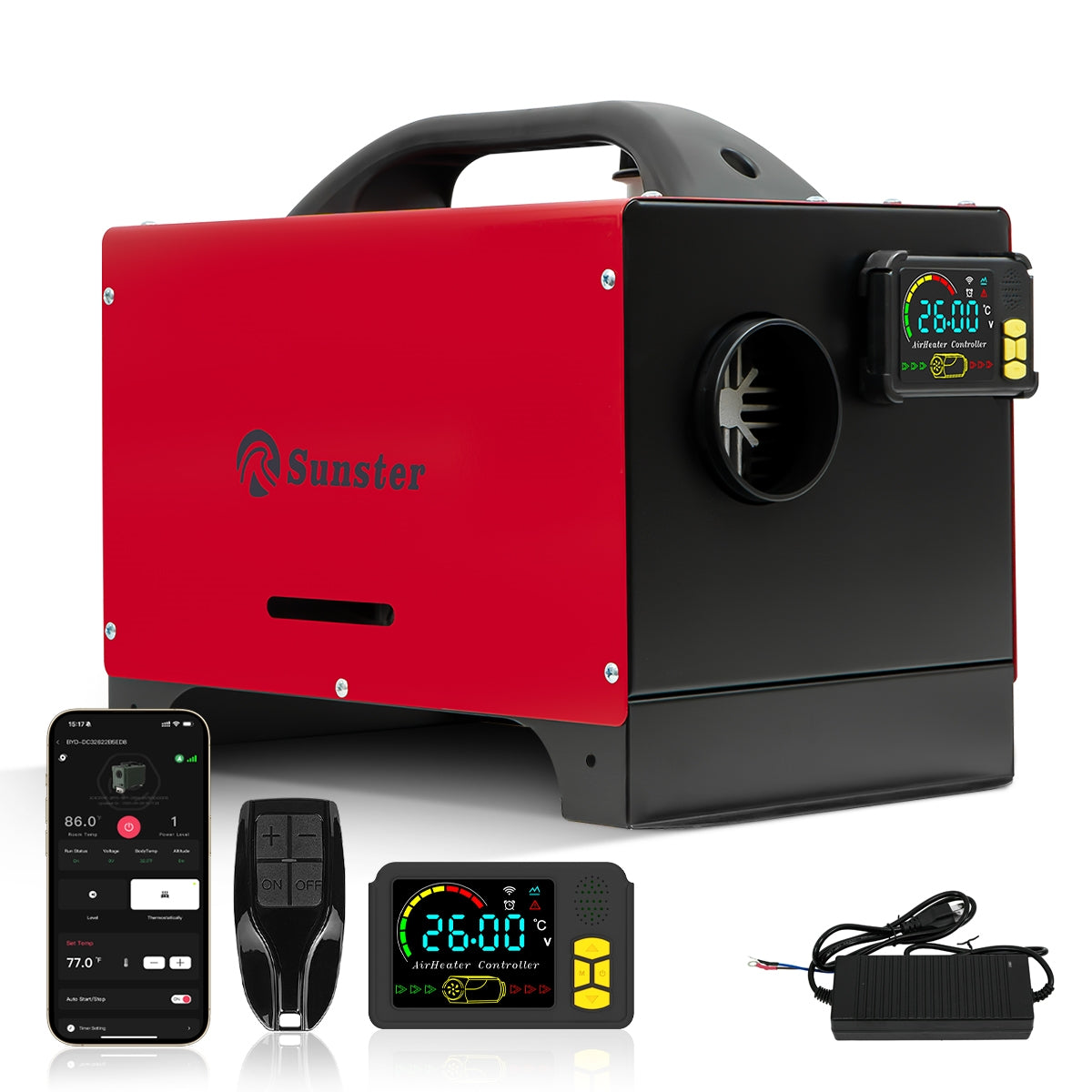 Sunster A2200BS Diesel Heater 8KW 12/24V 110-240V, Bluetooth Version