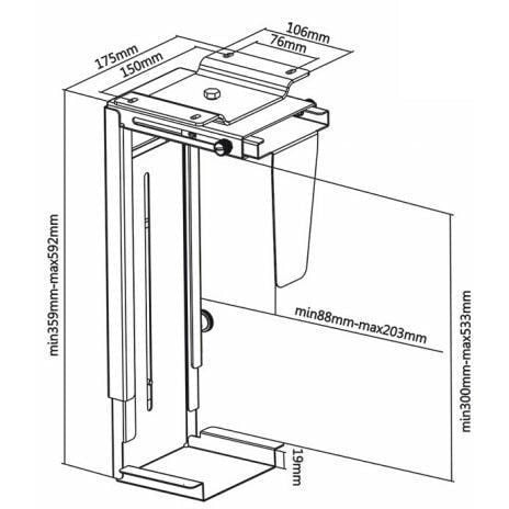 Stationary Computer Holder Maclean MC-713, Silver