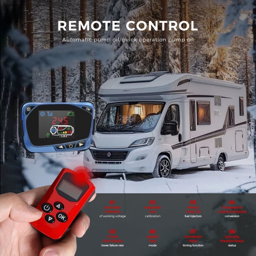 Sunster 8KW Diesel Air Heater with LCD Display & Remote Control, 12V, 5L Tank, for Car, Truck, Van, Boat