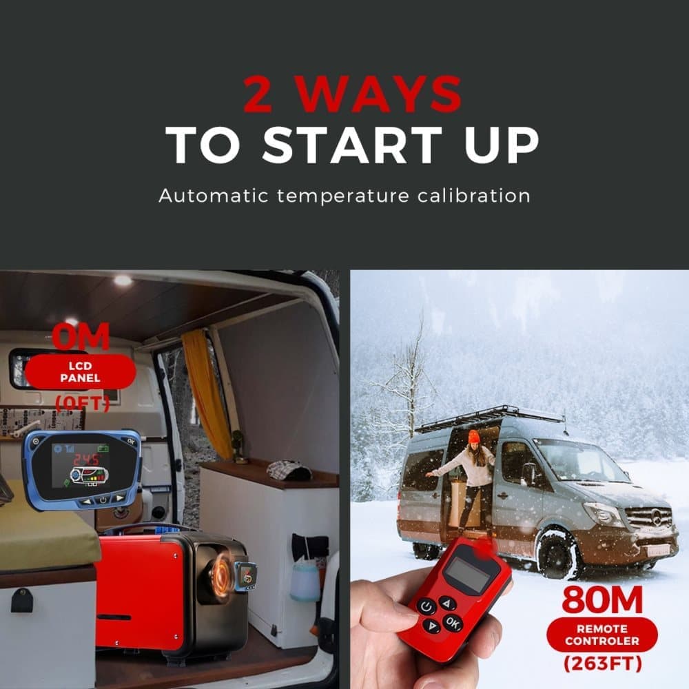 Sunster 8KW Diesel Air Heater with LCD Display & Remote Control, 12V, 5L Tank, for Car, Truck, Van, Boat