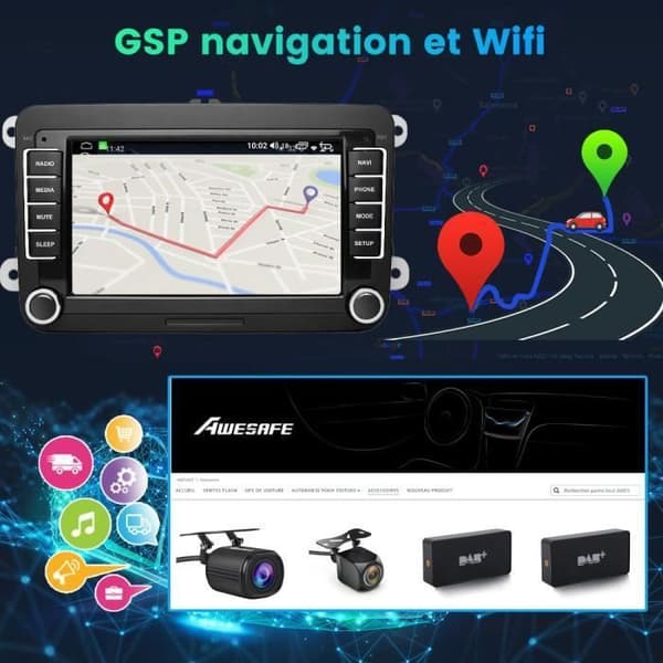 Awesafe Android Auto 13 Touchscreen 7" Car Radio for VW Golf 5 & 6, VW Passat, VW Polo, Seat and Skoda