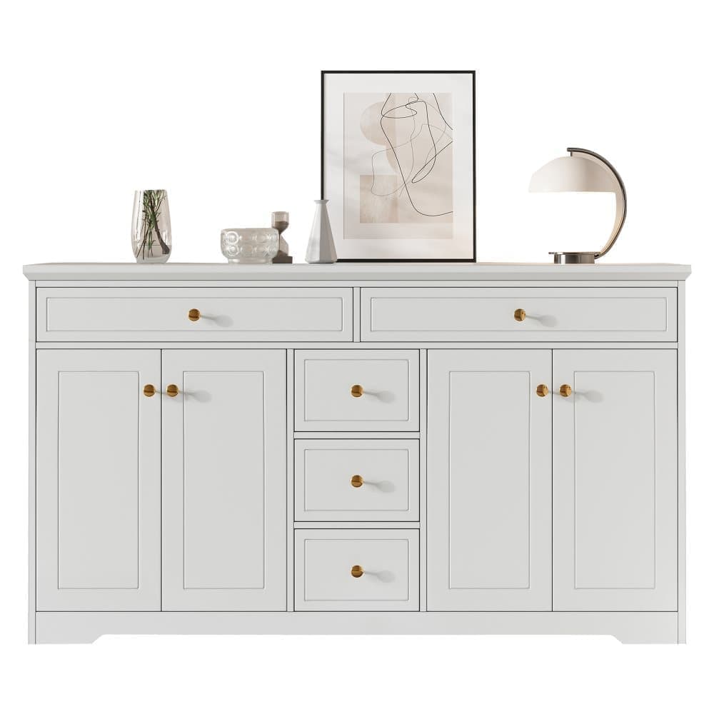 Sideboard with 5 Drawers and 4 Doors 150x40x85cm, White MDF Cabinet