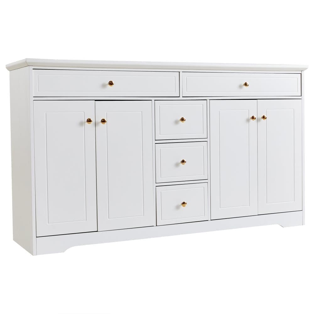 Sideboard with 5 Drawers and 4 Doors 150x40x85cm, White MDF Cabinet